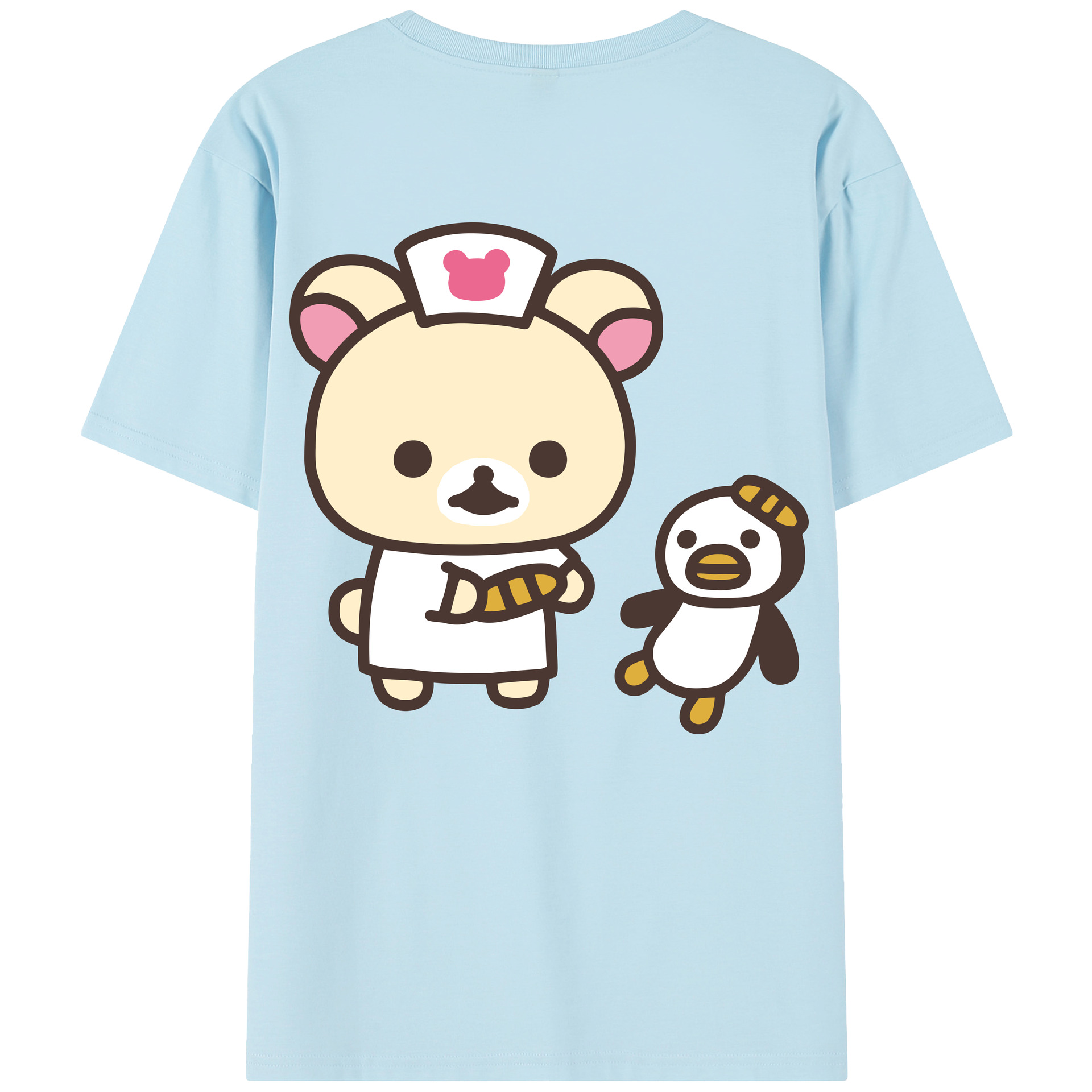 （画像用） リラックマ リラックマ キイロイトリ Rilakkuma Korilakkuma Kiiroitori 綿100％半袖Tシャツ（背面プリント）